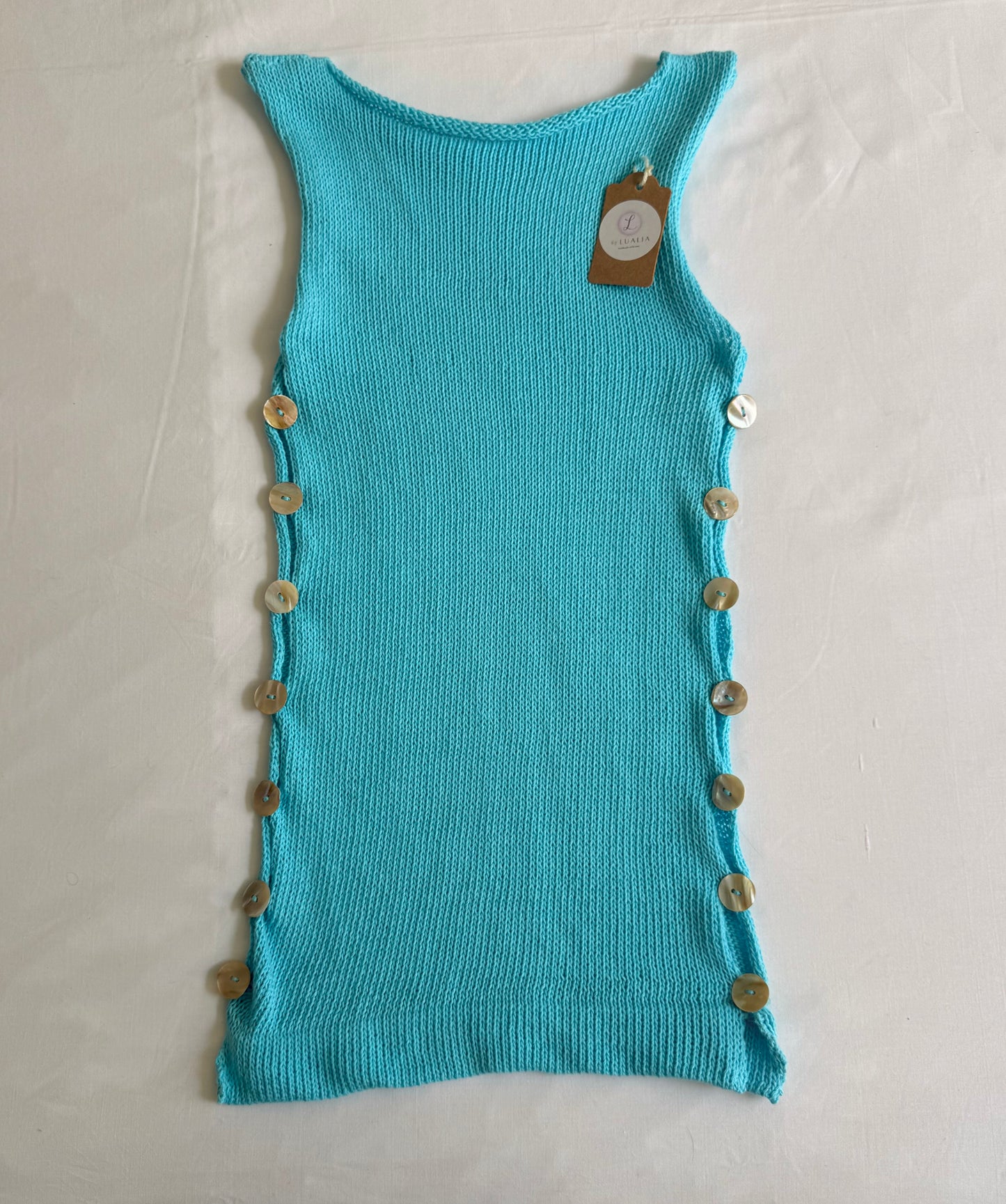 The Pearl Vest in turquoise - with mother of pearl buttons (pre made in size XS, S & M)