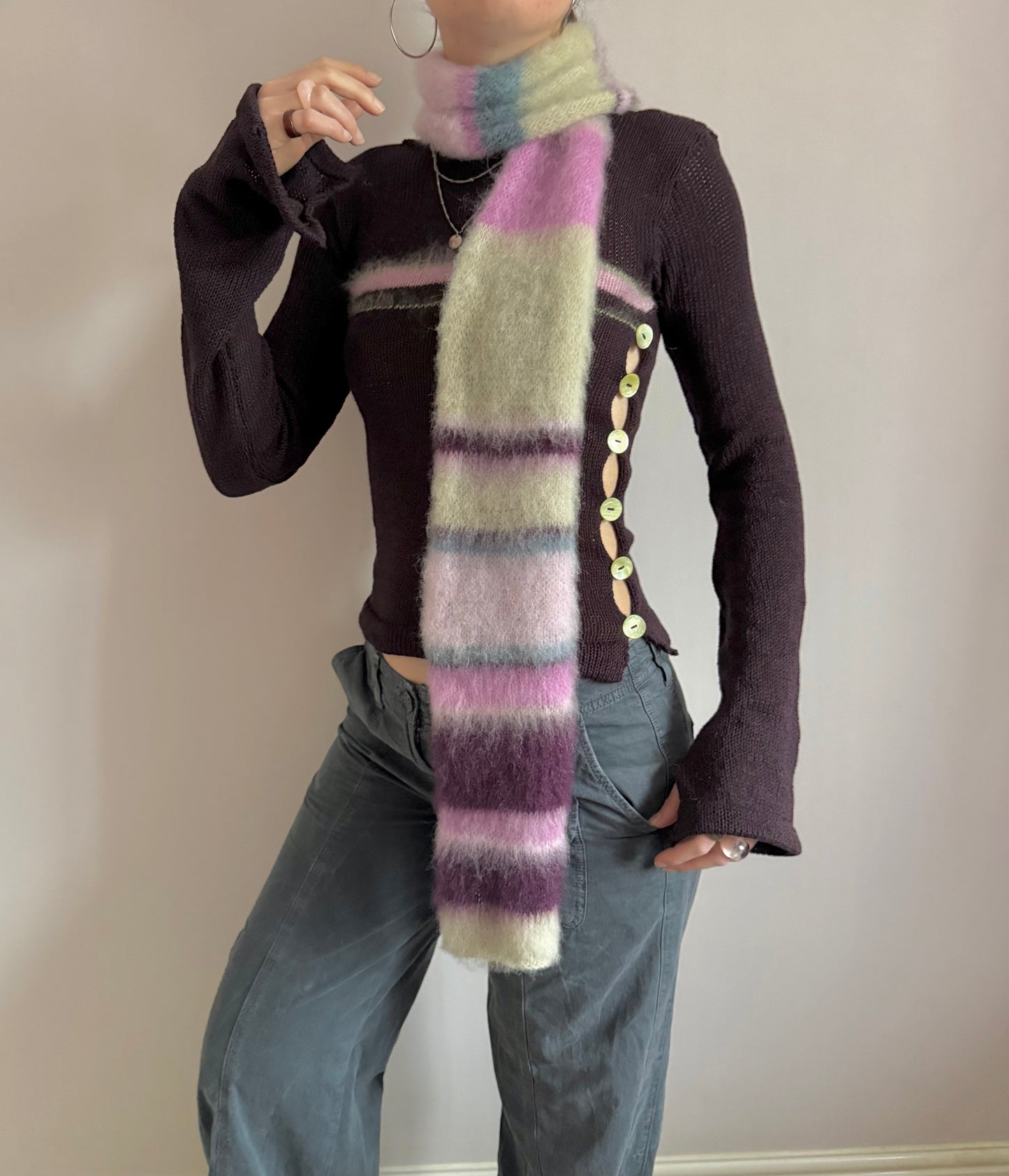 1 of 1 fluffy striped scarf - galaxy dream 💜🌌 made to order
