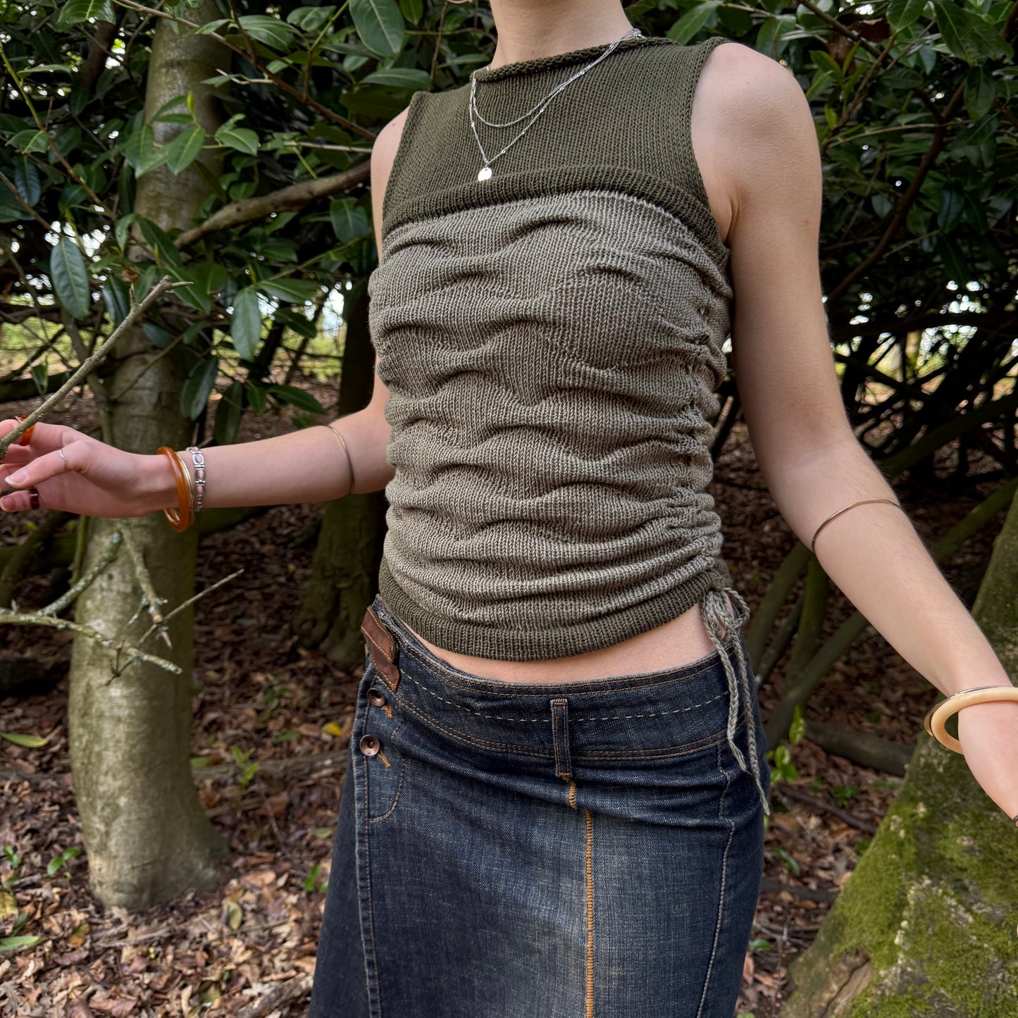 Moss Meadow textured knit vest  - pre made in size S