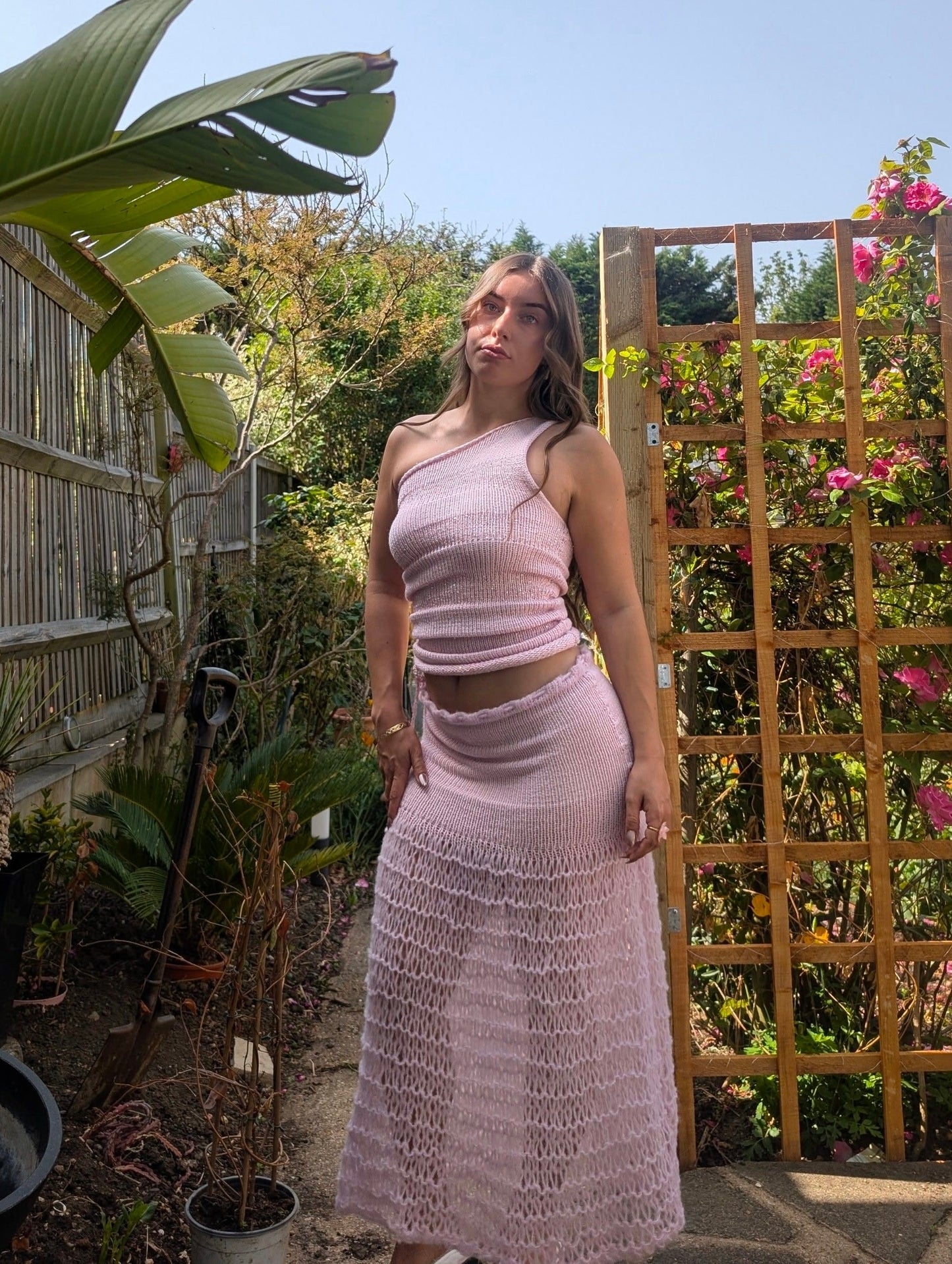 The Sakura Set - handmade baby pink knitted top & matching maxi skirt 🌸 2 top design options