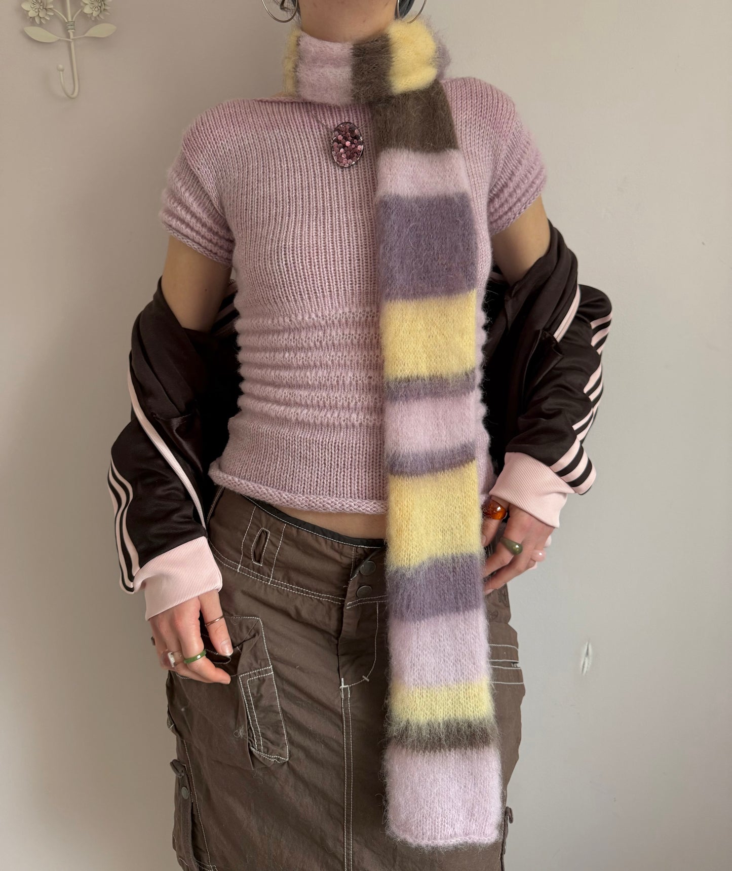 1 of 1 fluffy striped scarf - lotus flower 🪷 made to order