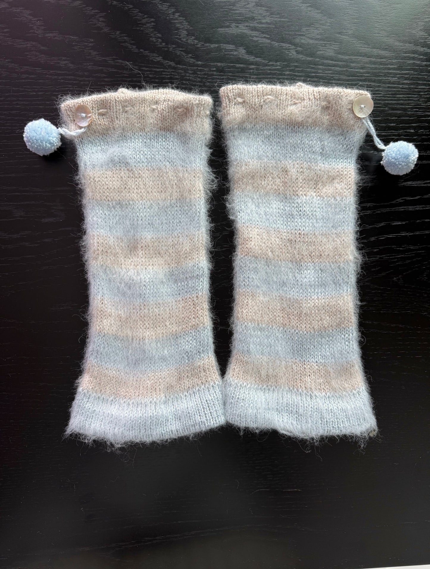 Snow Angel Striped Leg Warmers - pre made