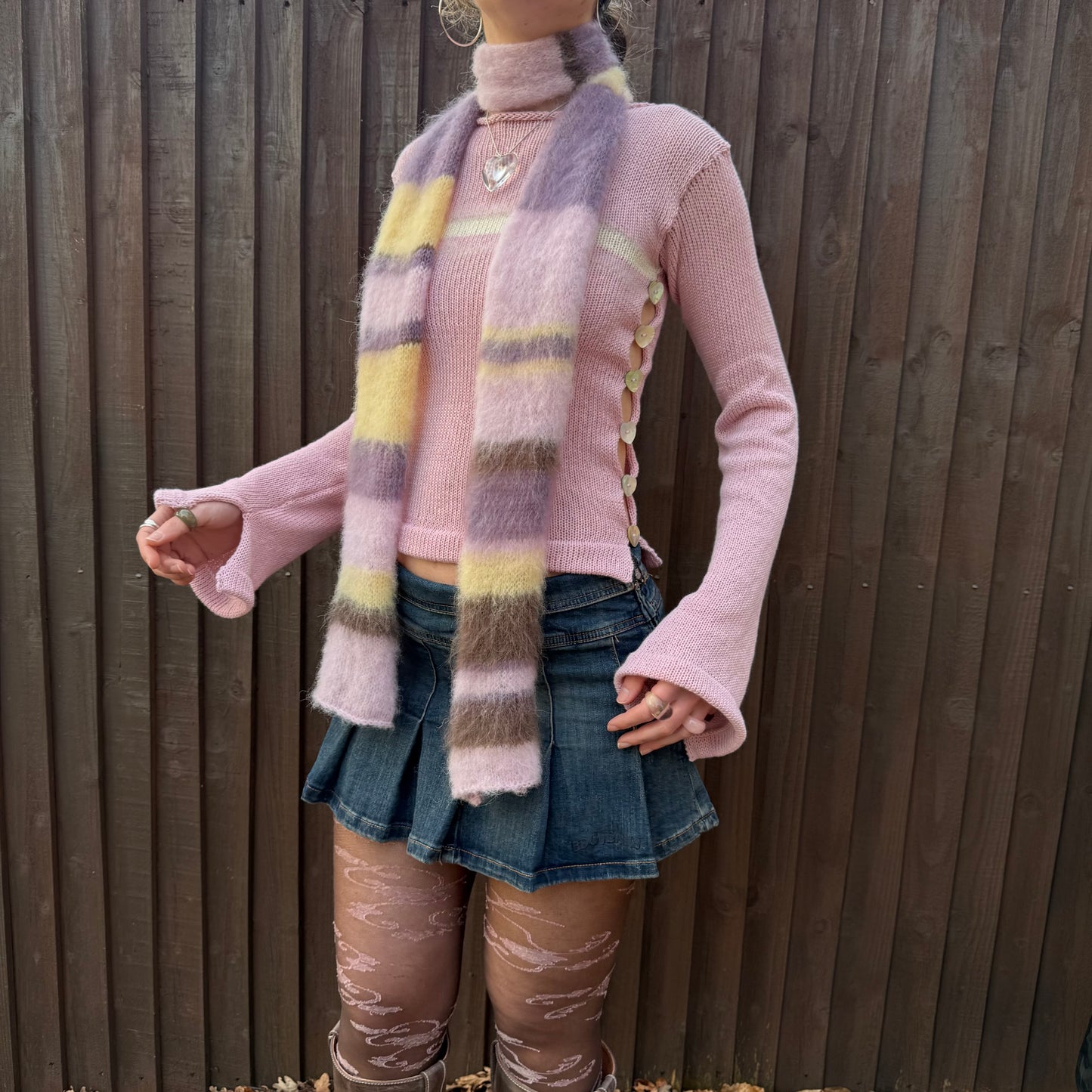 1 of 1 fluffy striped scarf - lotus flower 🪷 made to order