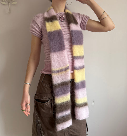 1 of 1 fluffy striped scarf - lotus flower 🪷 made to order