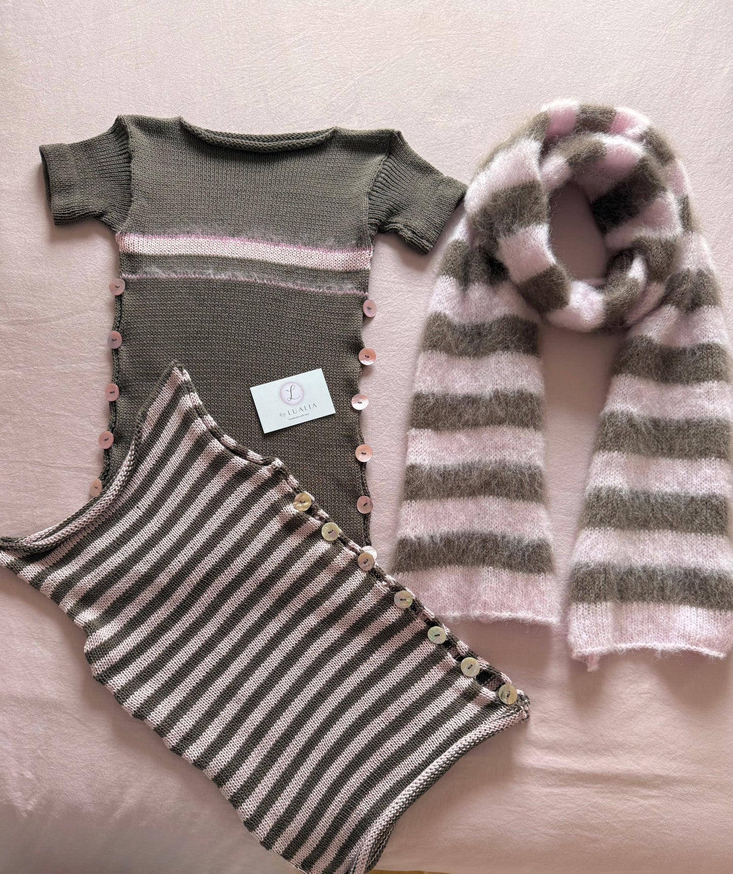 Pink and brown fluffy striped scarf - choose full width or skinny 🌸🤎 pre made