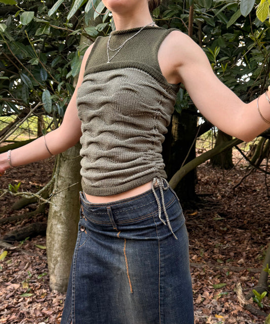 Moss Meadow textured knit vest  - pre made in size S