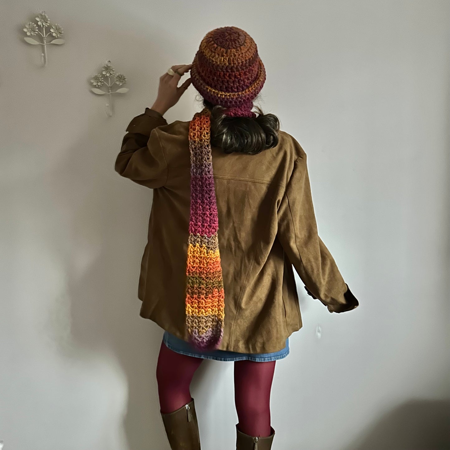 Handmade sunset shades chunky crochet bowler hat