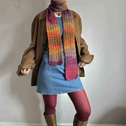 Handmade sunset crochet scarf - choose with / without tassels
