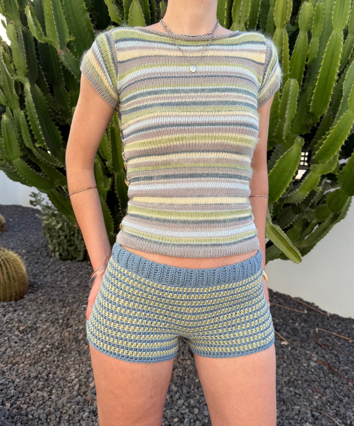 Sea Breeze Striped Pearl Tee (pre made in size S)