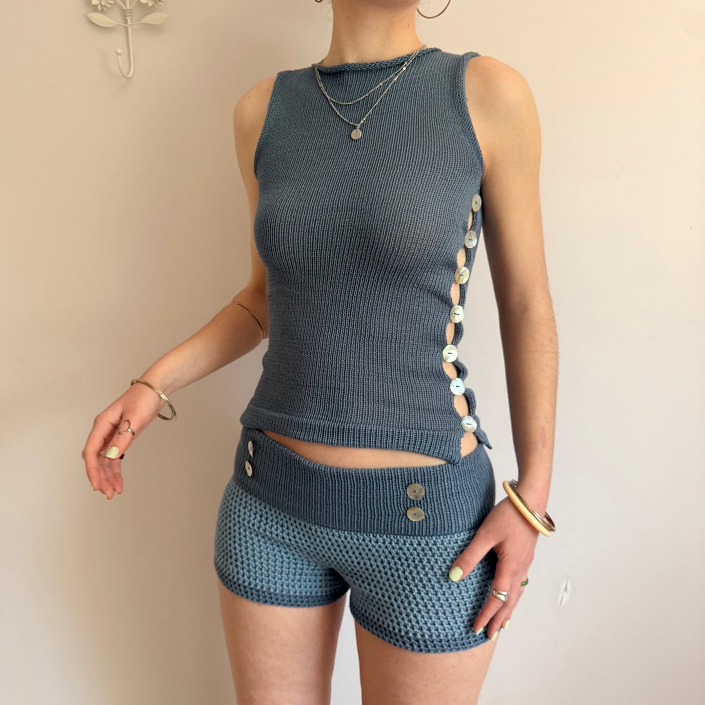 The Denim Blue Pearl Button Set