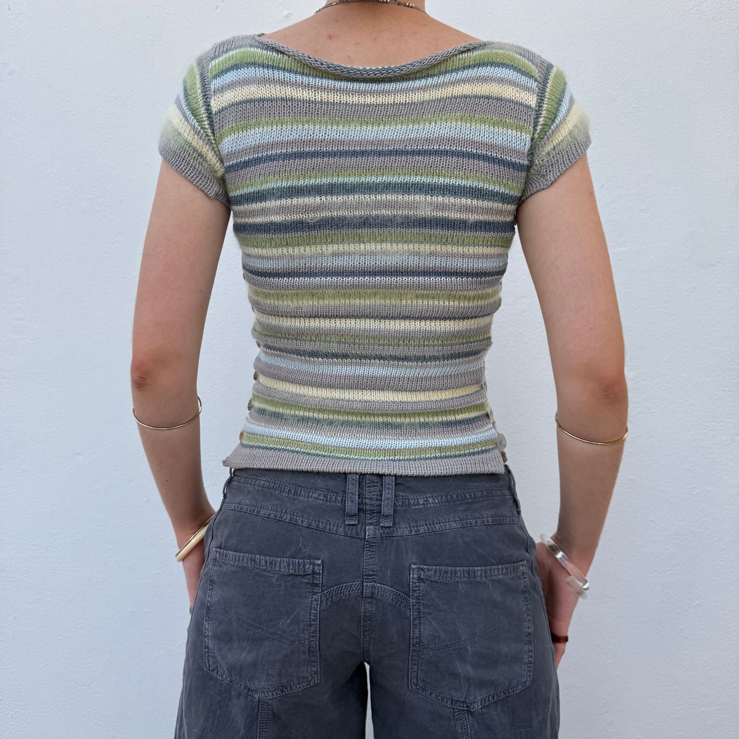 Sea Breeze Striped Pearl Tee (pre made in size S)
