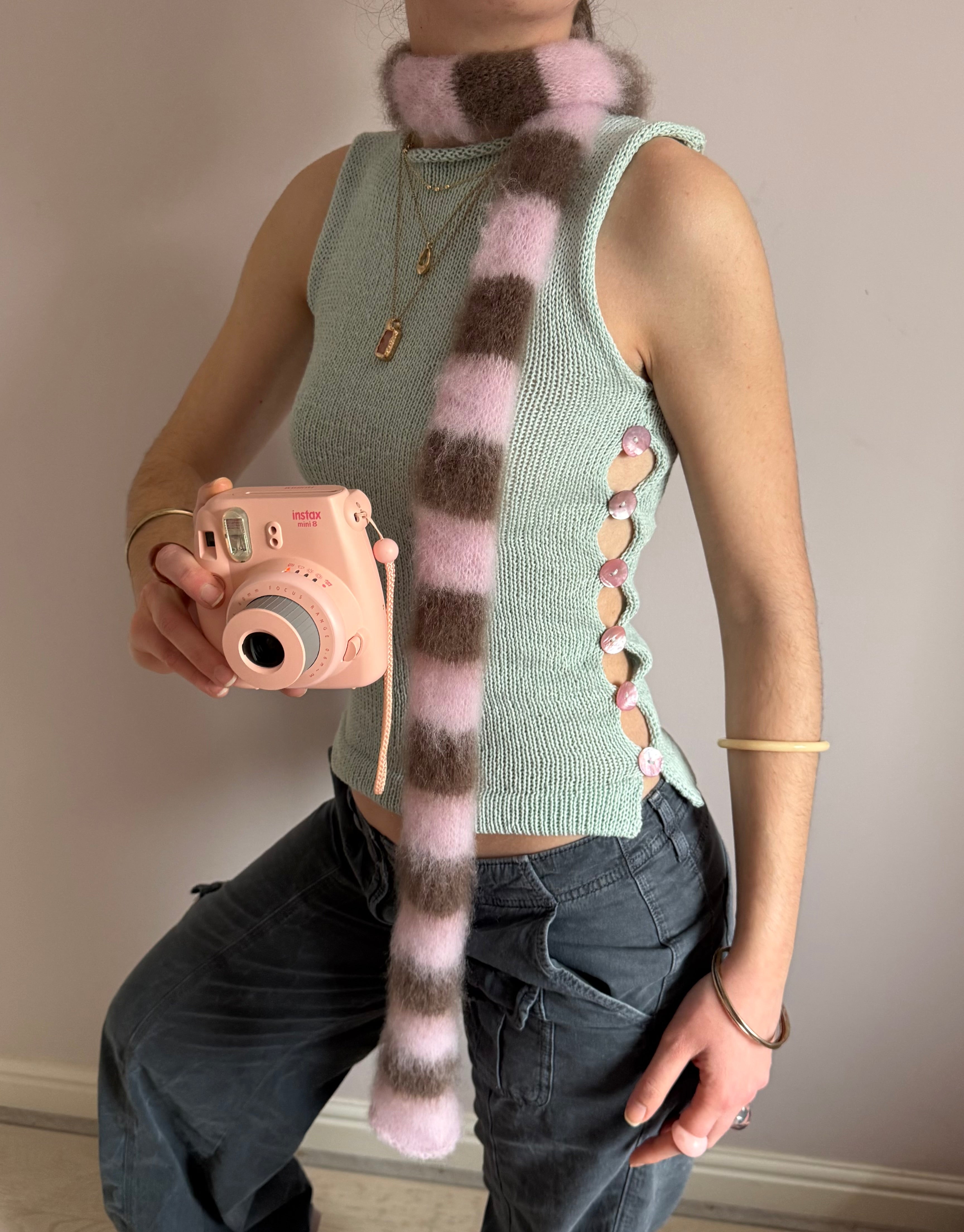 The Pearl Vest in mint - with pink mother of pearl buttons – By Lualia