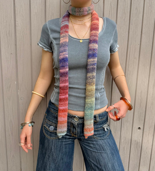 Aurora ombré knitted skinny scarf