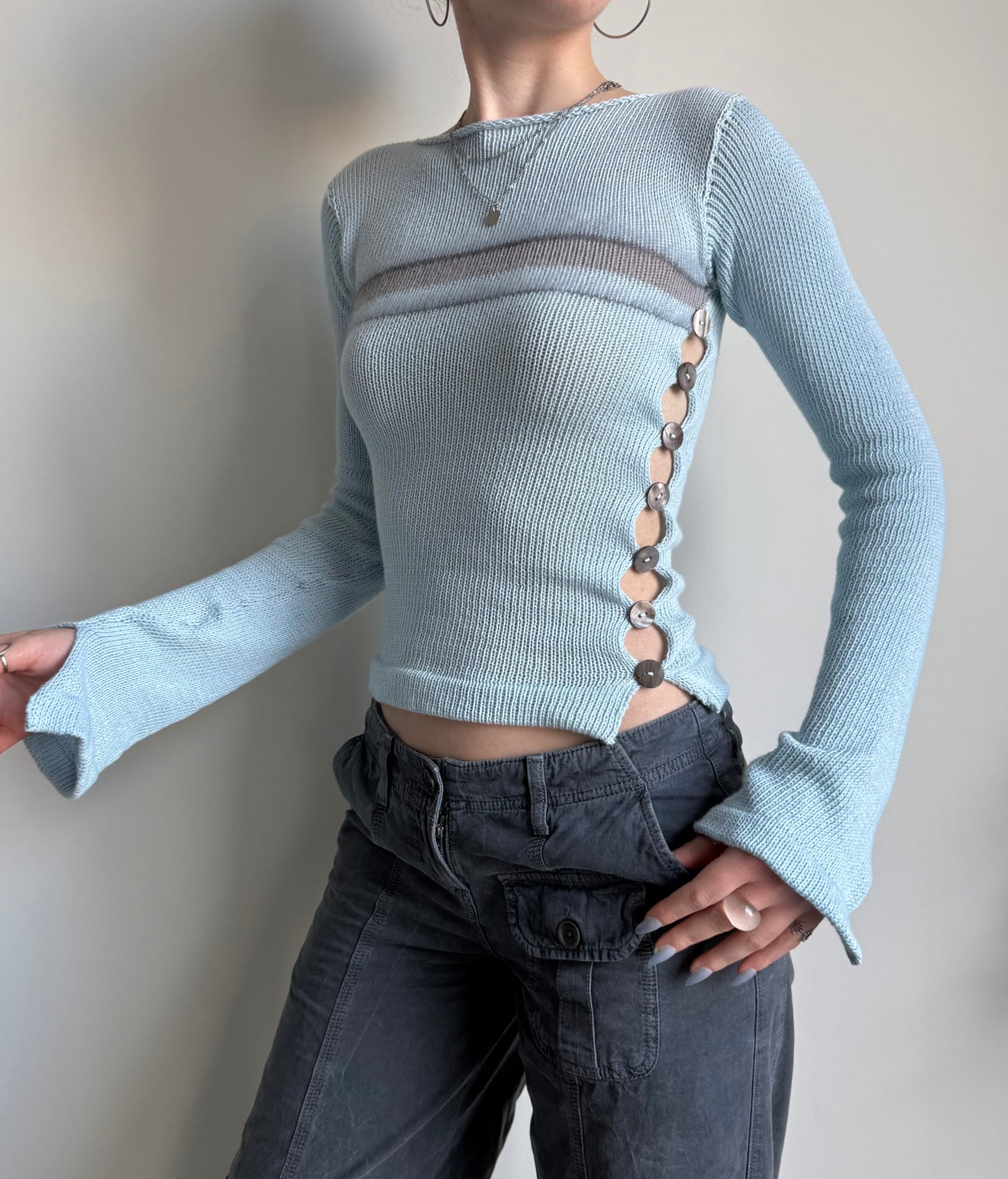 Pearl Long Sleeve in baby blue (pre made in XS-S)
