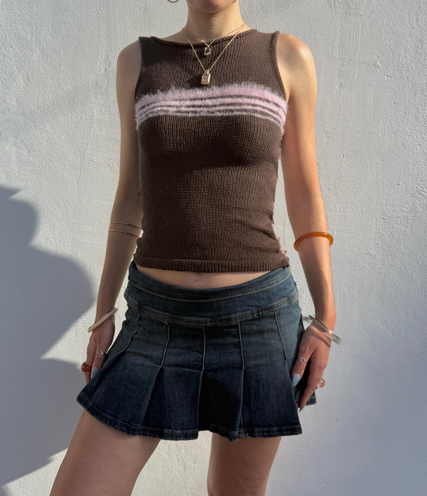 Chocolate Blush Bead Vest (pre made in size S) 🤎🌸