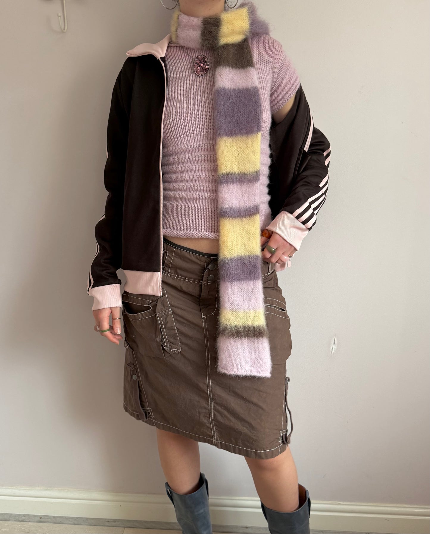 1 of 1 fluffy striped scarf - lotus flower 🪷 made to order