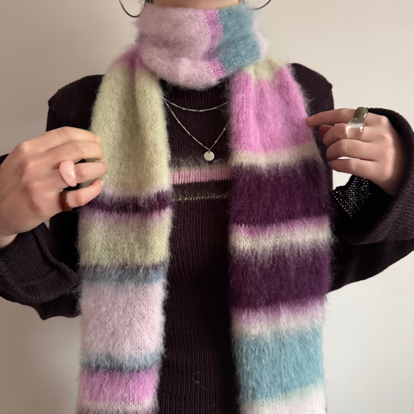 1 of 1 fluffy striped scarf - galaxy dream 💜🌌 made to order