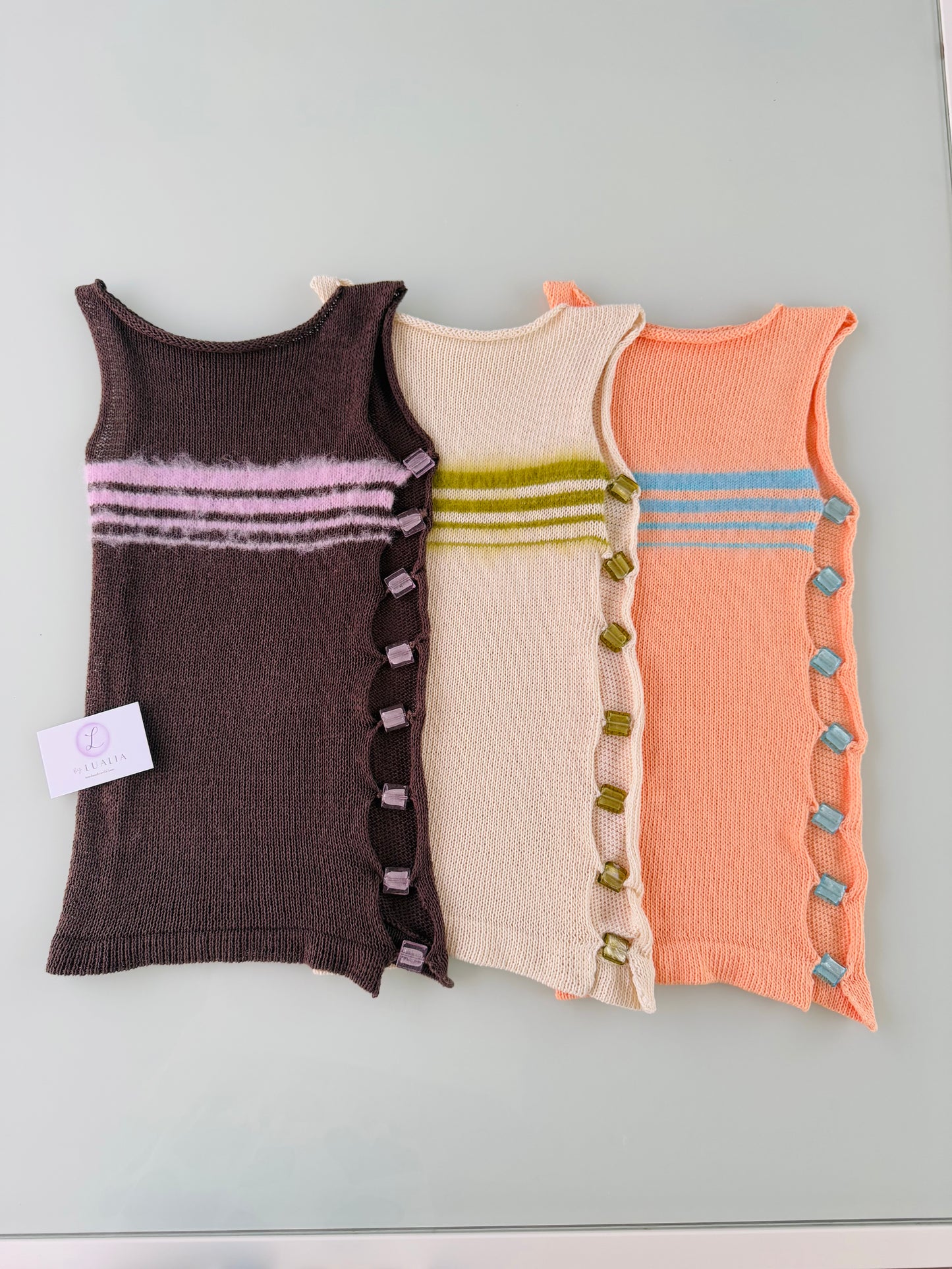 Chocolate Blush Bead Vest (pre made in size S) 🤎🌸