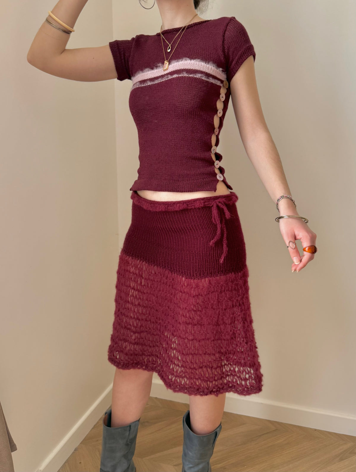 Bordeaux Midi Skirt (pre made in S)