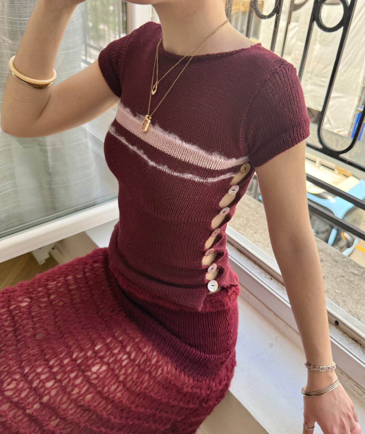 Bordeaux Pearl Tee - limited edition (pre made in XS)
