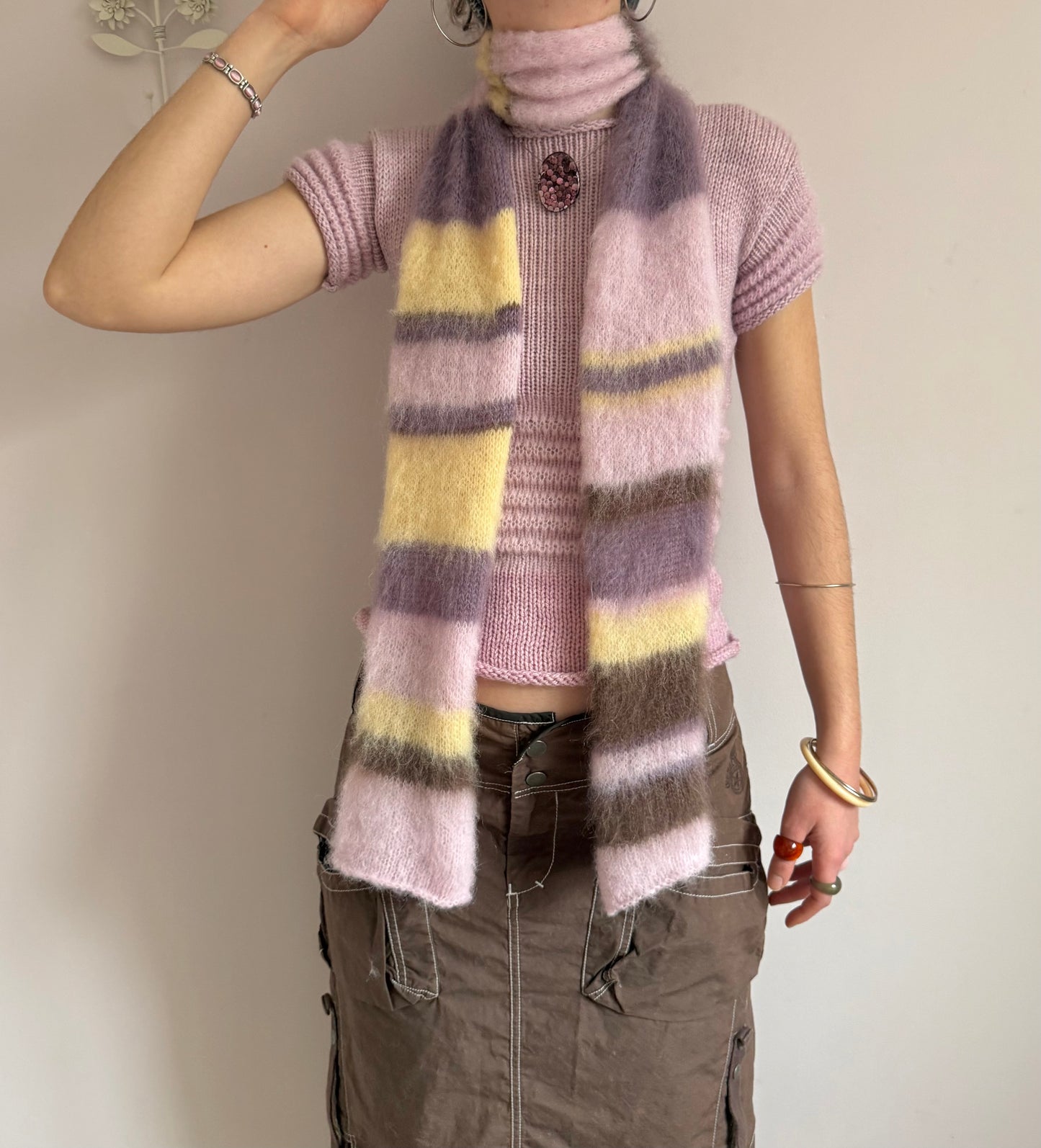 1 of 1 fluffy striped scarf - lotus flower 🪷 made to order