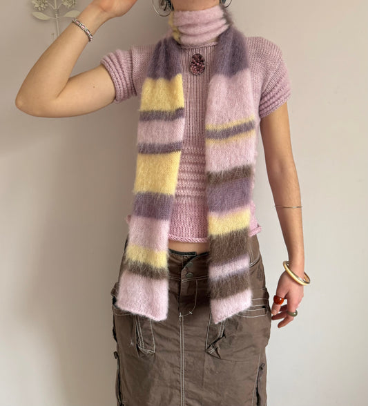 1 of 1 fluffy striped scarf - lotus flower 🪷 made to order