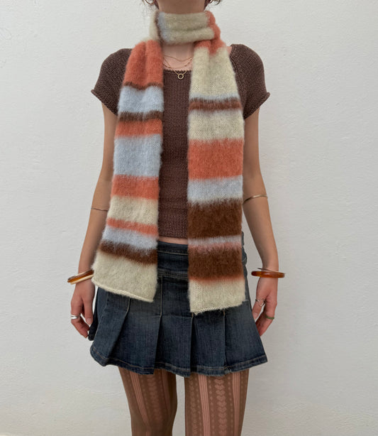 Handmade retro fluffy striped scarf - pre made