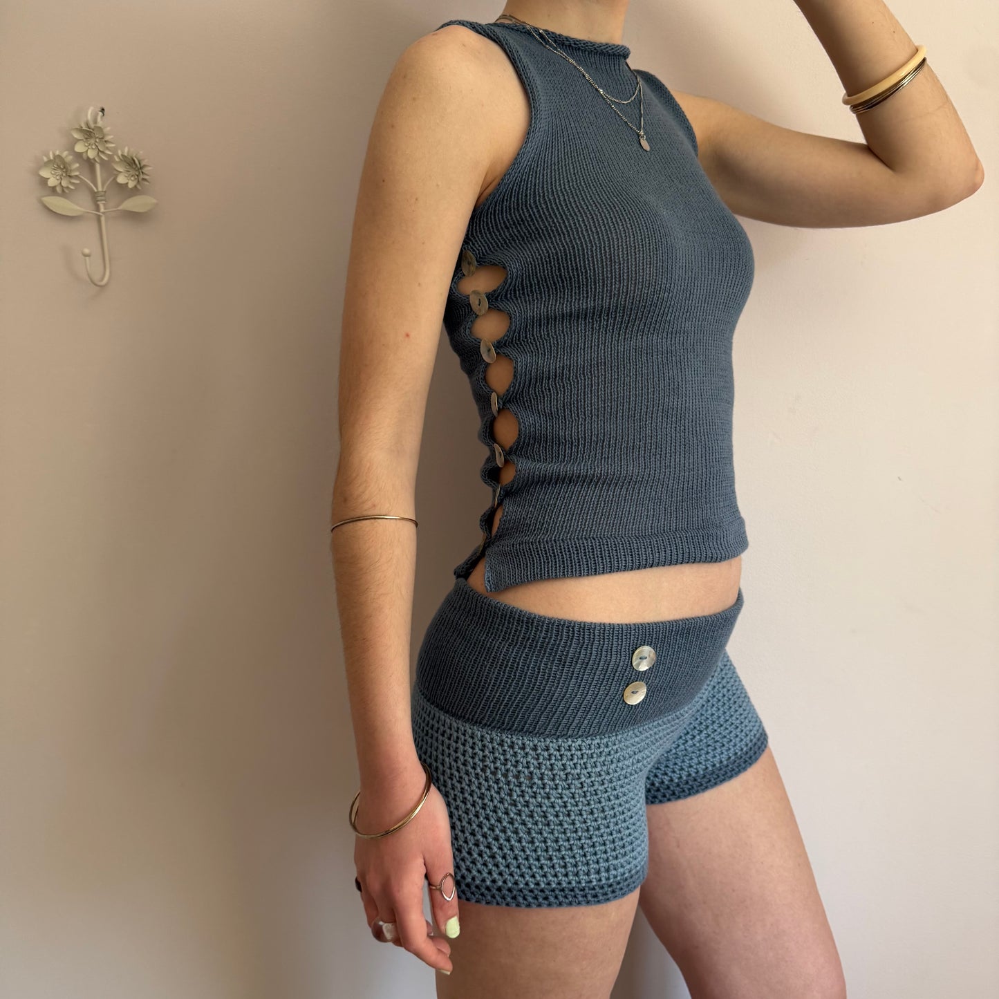 The Denim Blue Pearl Button Set