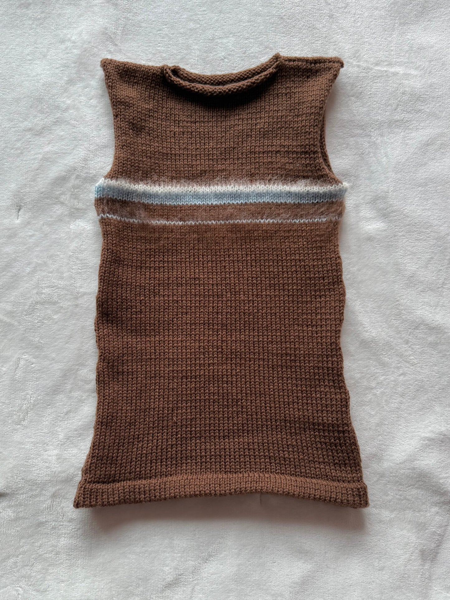 The Brown and Blue Vest - handmade striped knitted vest top
