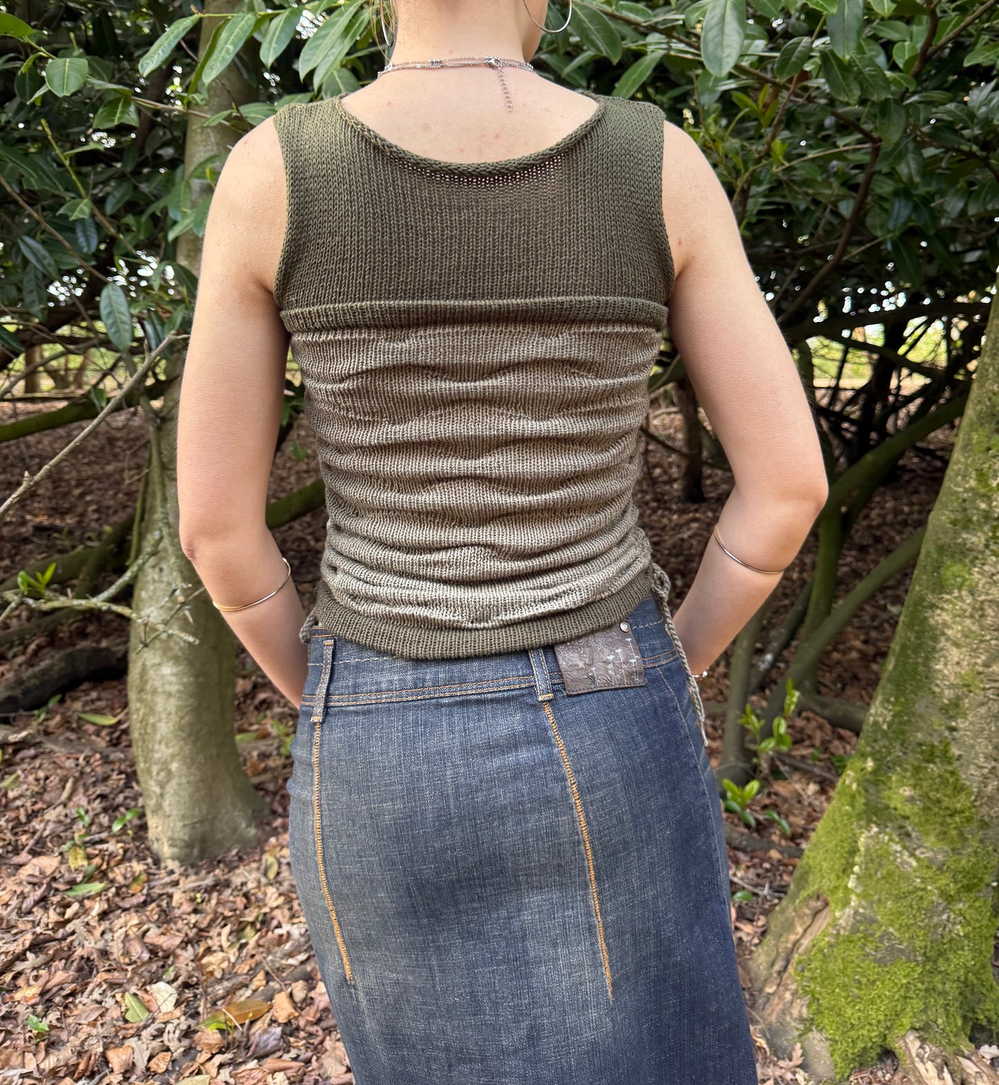 Moss Meadow textured knit vest  - pre made in size S