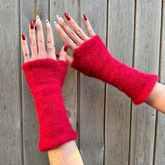 Handmade reversible knitted mohair hand warmers - 7 COLOUR OPTIONS