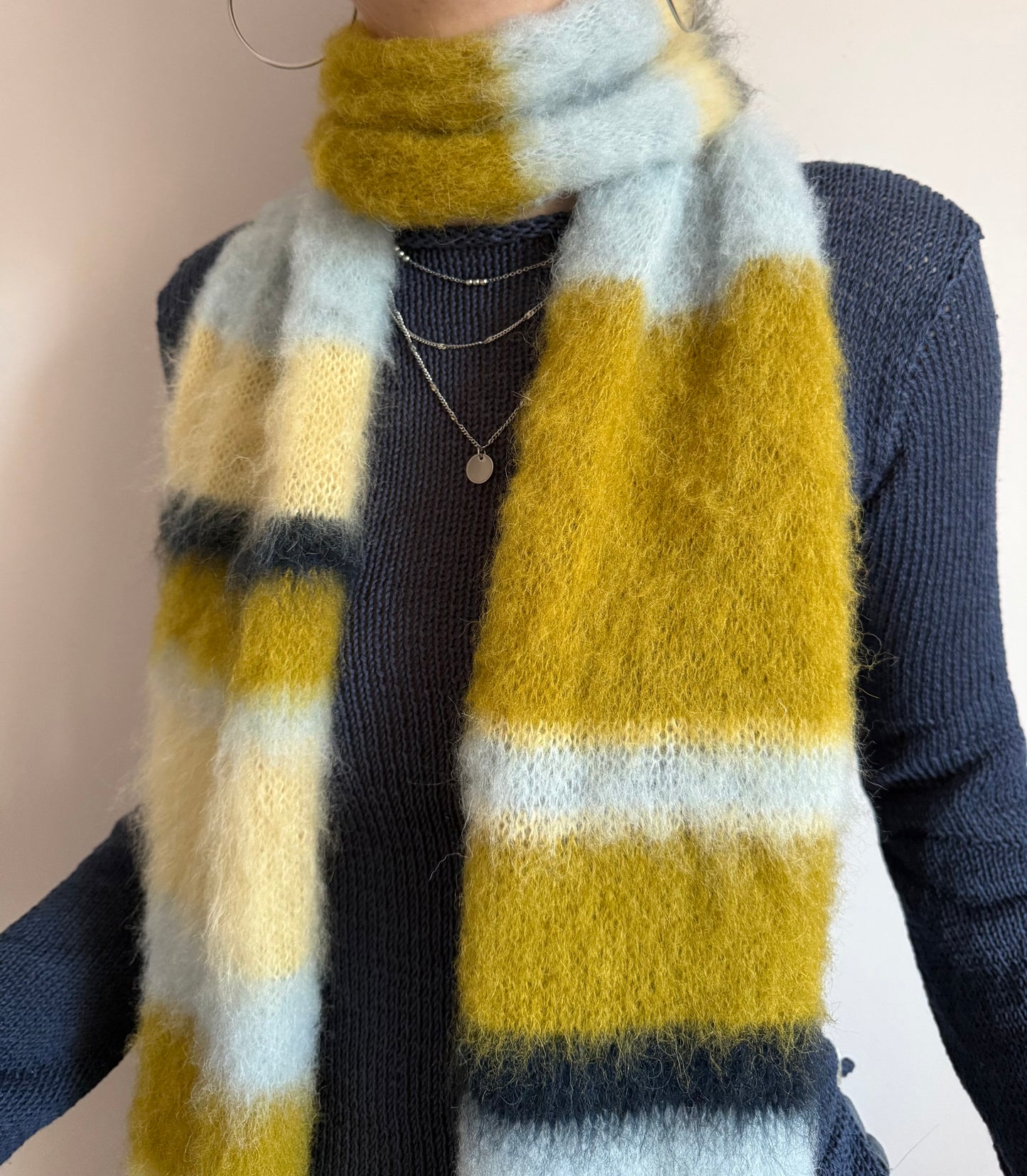 Handmade fluffy extra wide striped scarf - 1 of 1 & pre made