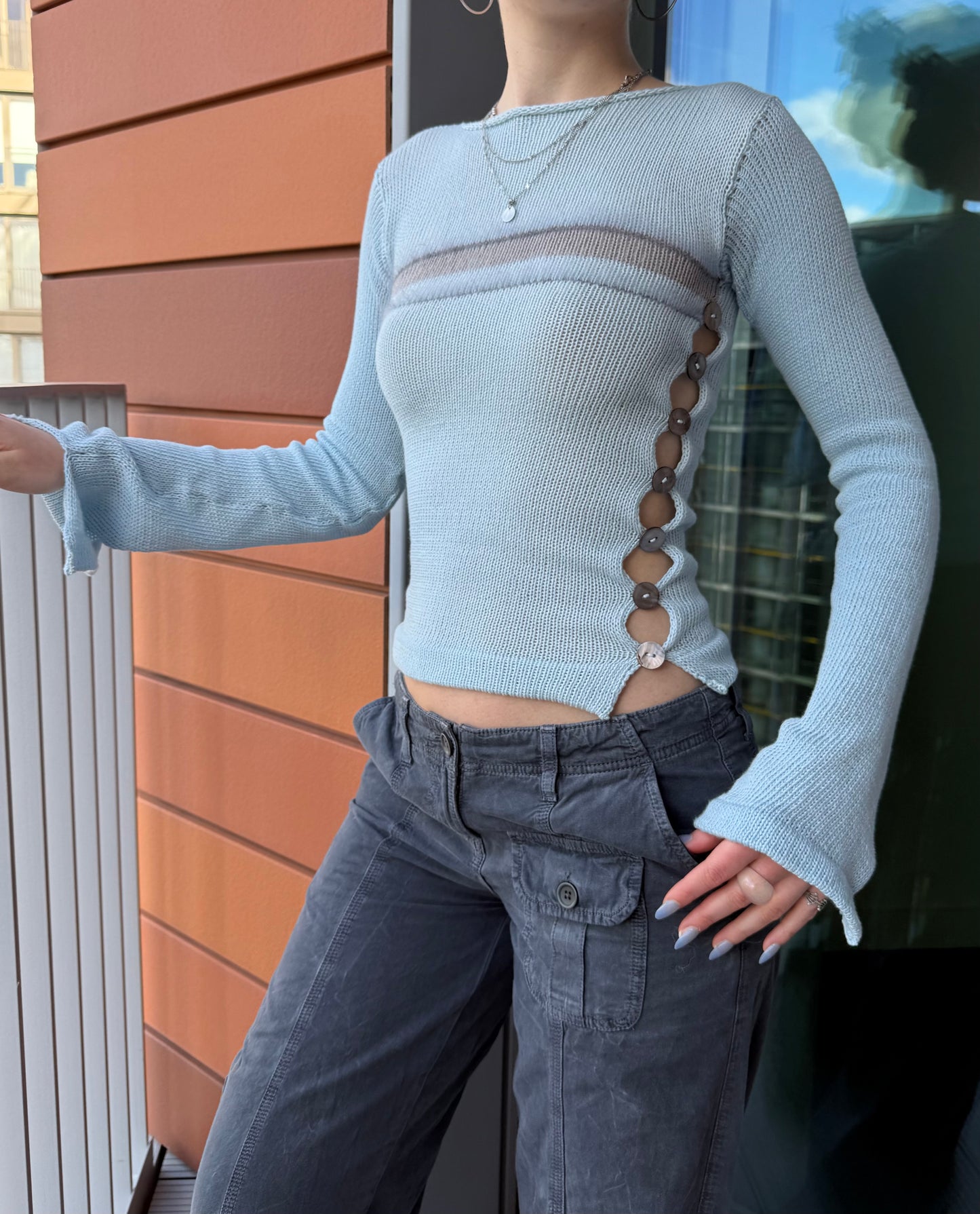 Pearl Long Sleeve in baby blue (pre made in XS-S)