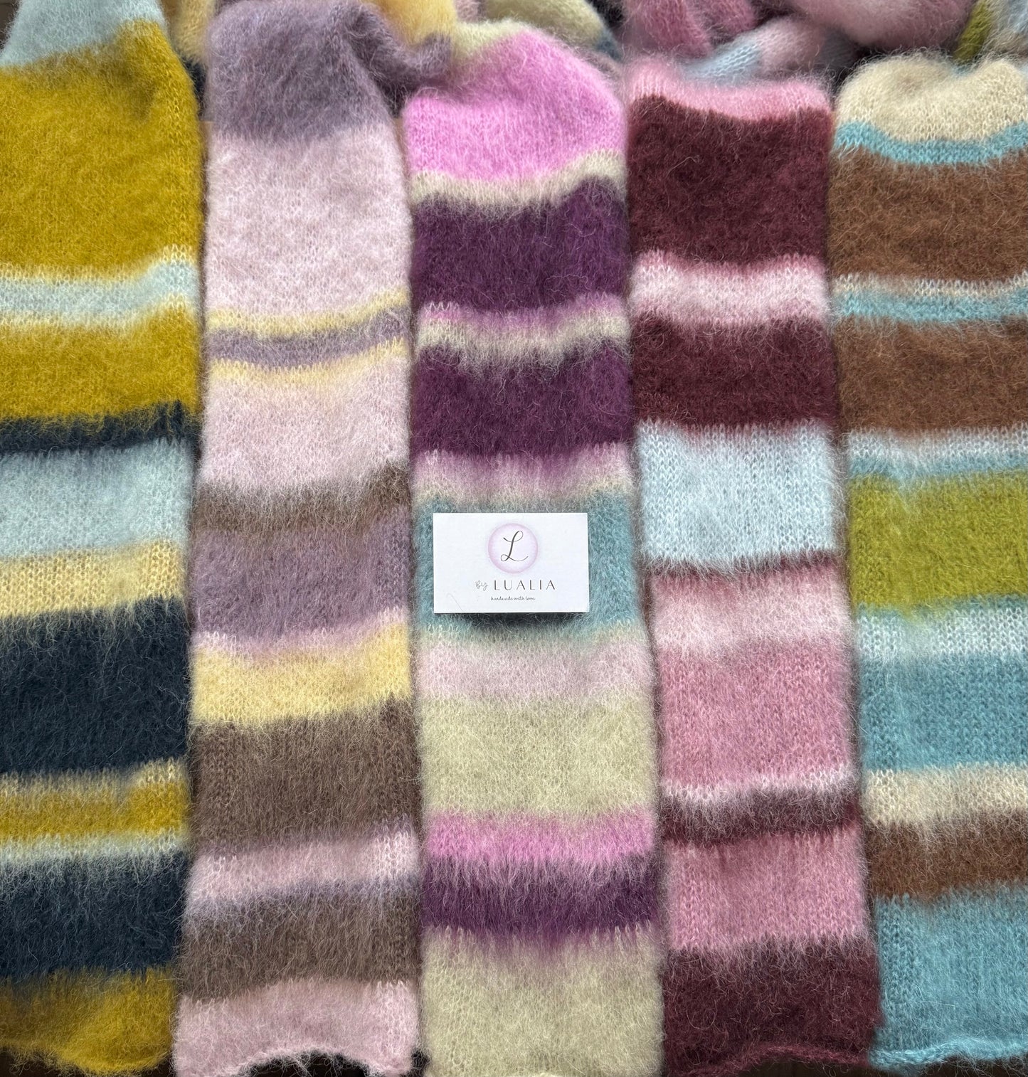 1 of 1 fluffy striped scarf - frosted cherry 🍒❄️ made to order