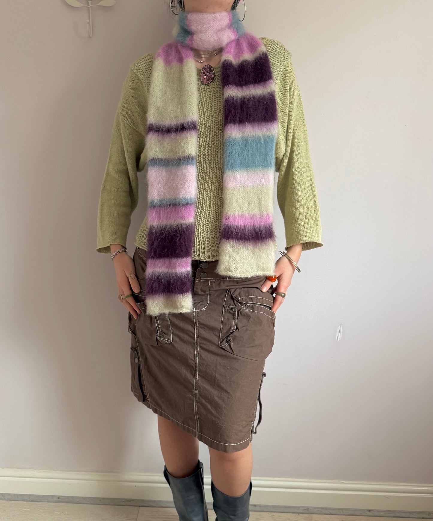 1 of 1 fluffy striped scarf - galaxy dream 💜🌌 made to order