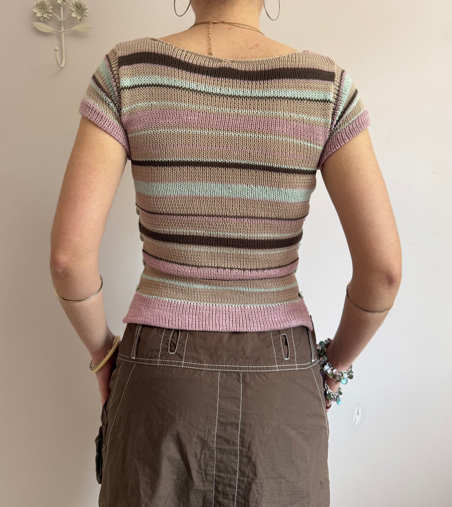 Mint Latte Scoop Neck Pearl Tee (pre made in XS)