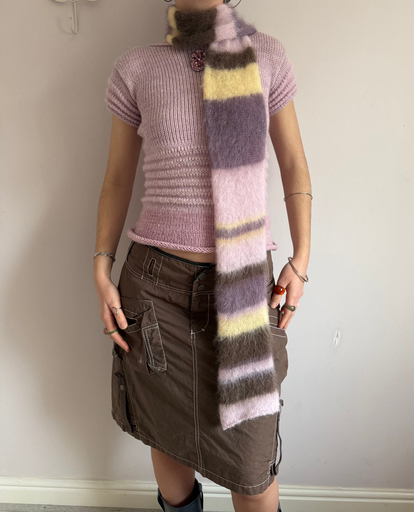 1 of 1 fluffy striped scarf - lotus flower 🪷 made to order