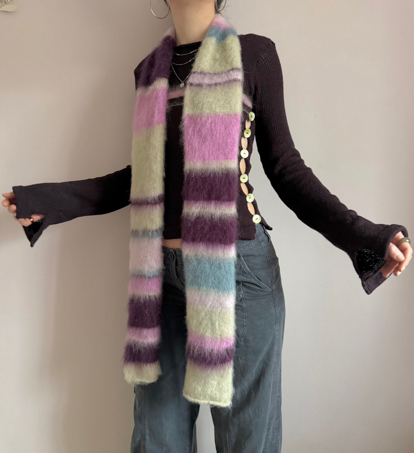 1 of 1 fluffy striped scarf - galaxy dream 💜🌌 made to order