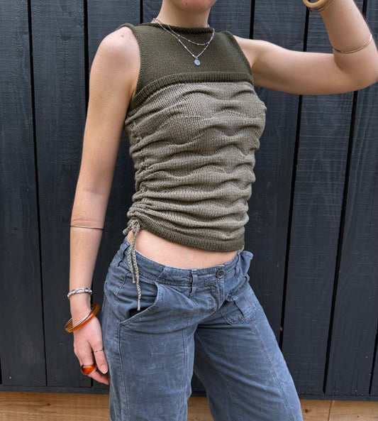Moss Meadow textured knit vest  - pre made in size S