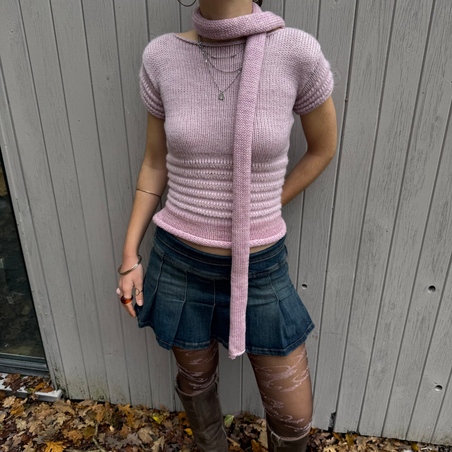 The Ripple Tee in dusky pink - handmade shirred top with puff sleeves (pre made in size S)