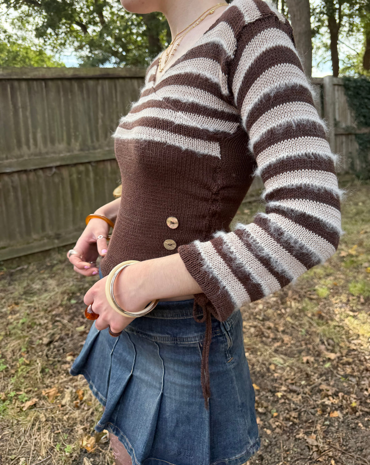 The Hazelnut V-neck Wrap Top - with 3/4 Sleeves (pre made in S)