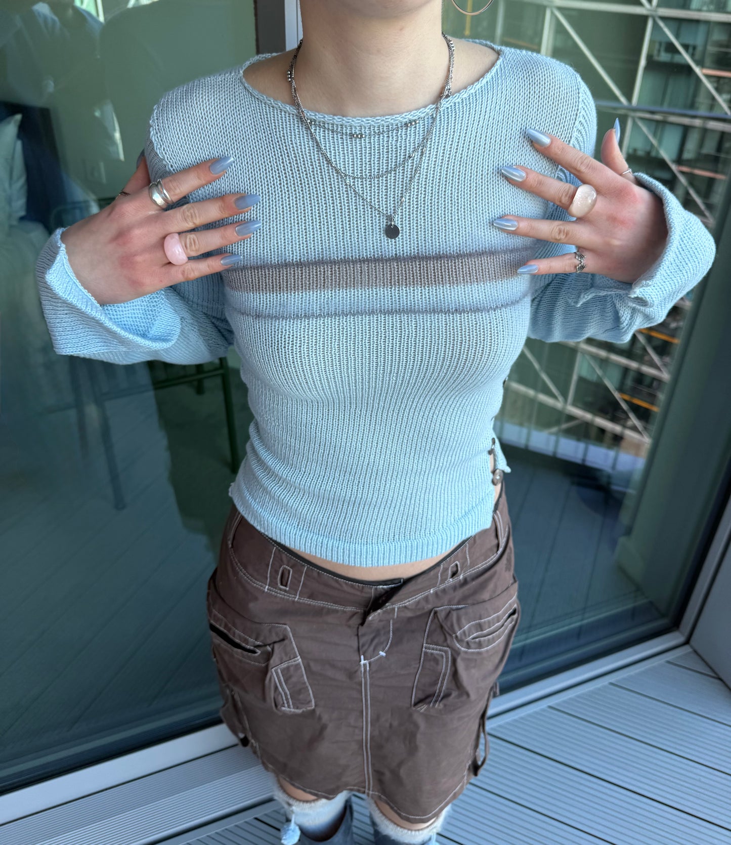 Pearl Long Sleeve in baby blue (pre made in XS-S)