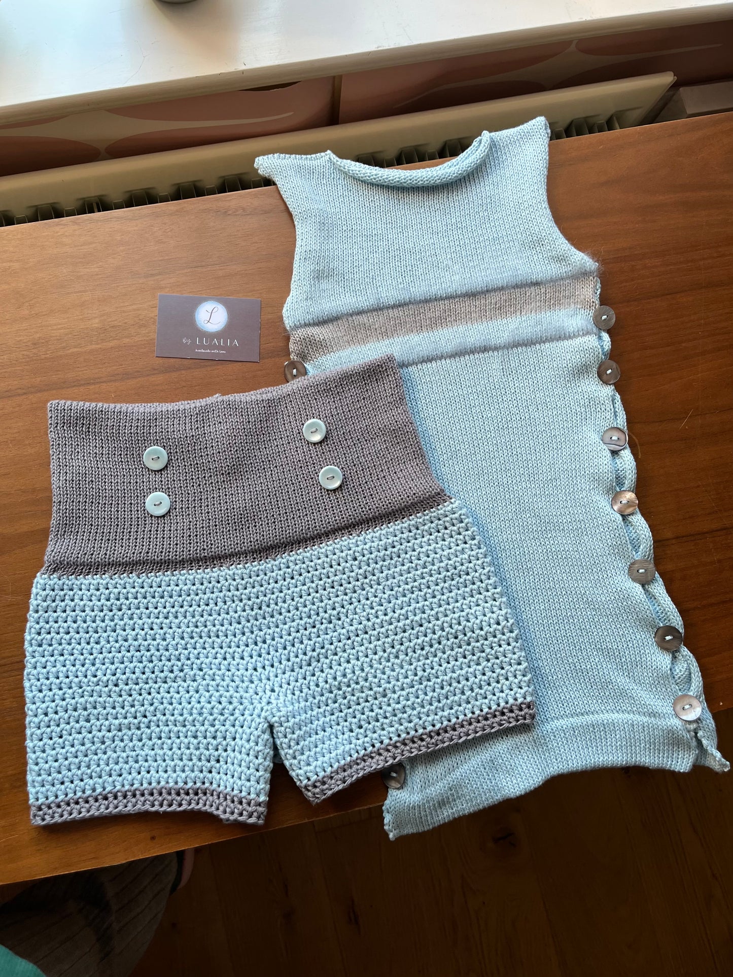The Baby Blue Button Set  - choose the set or vest/shorts individually 🩵