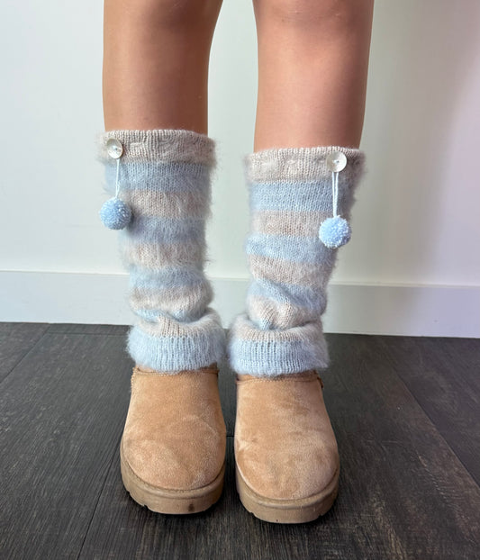 Snow Angel Striped Leg Warmers - pre made
