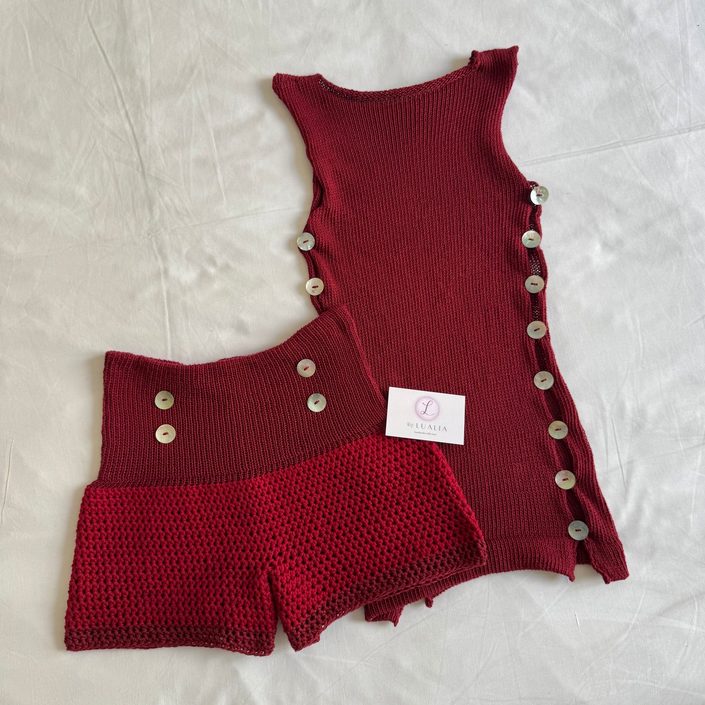 The Cherry Red Pearl Button Set (pre made in S)