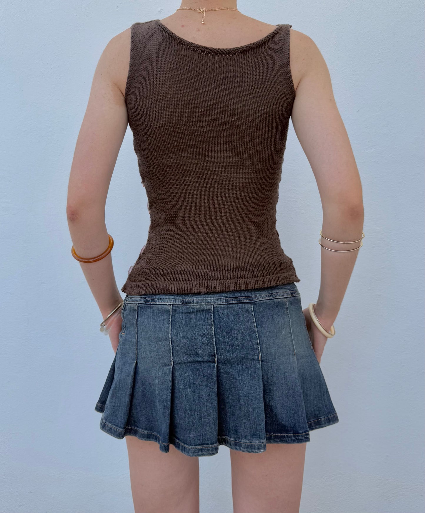Chocolate Blush Bead Vest (pre made in size S) 🤎🌸