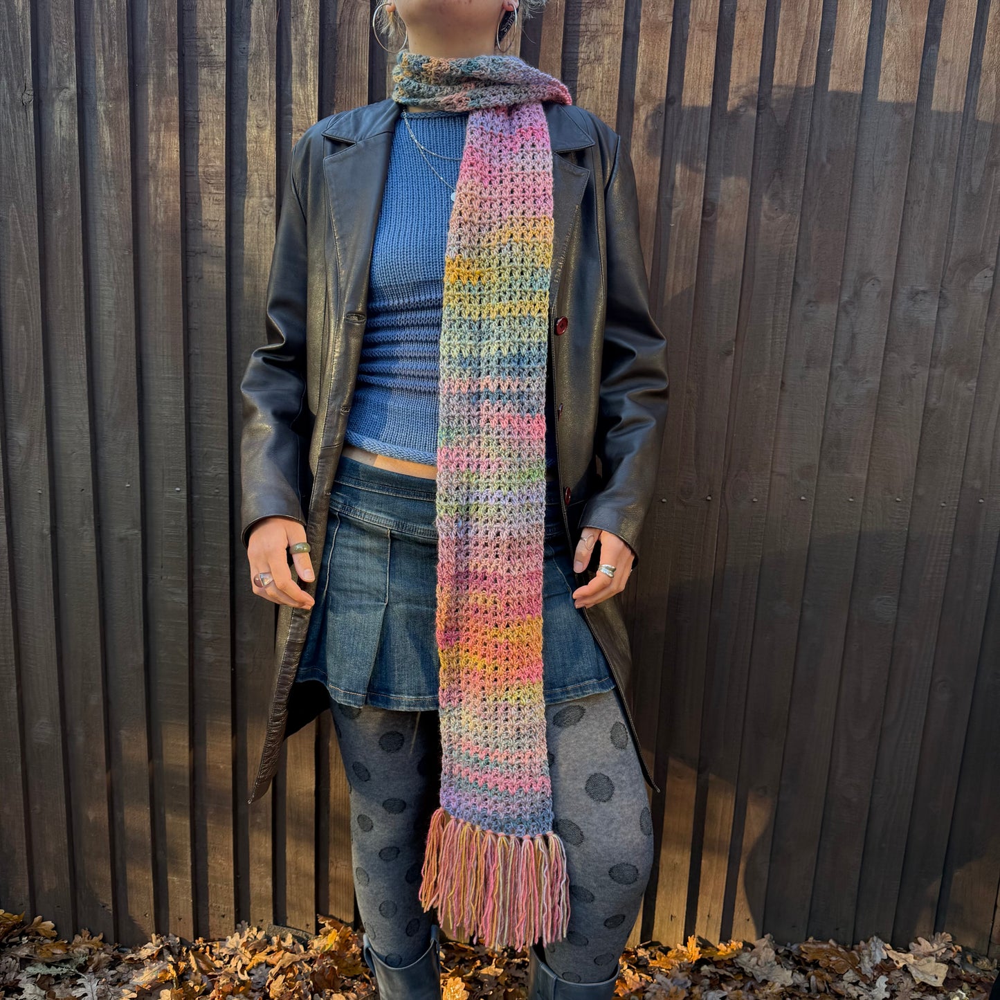 Handmade ombré rainbow crochet tassel scarf - 1 of 1 limited edition