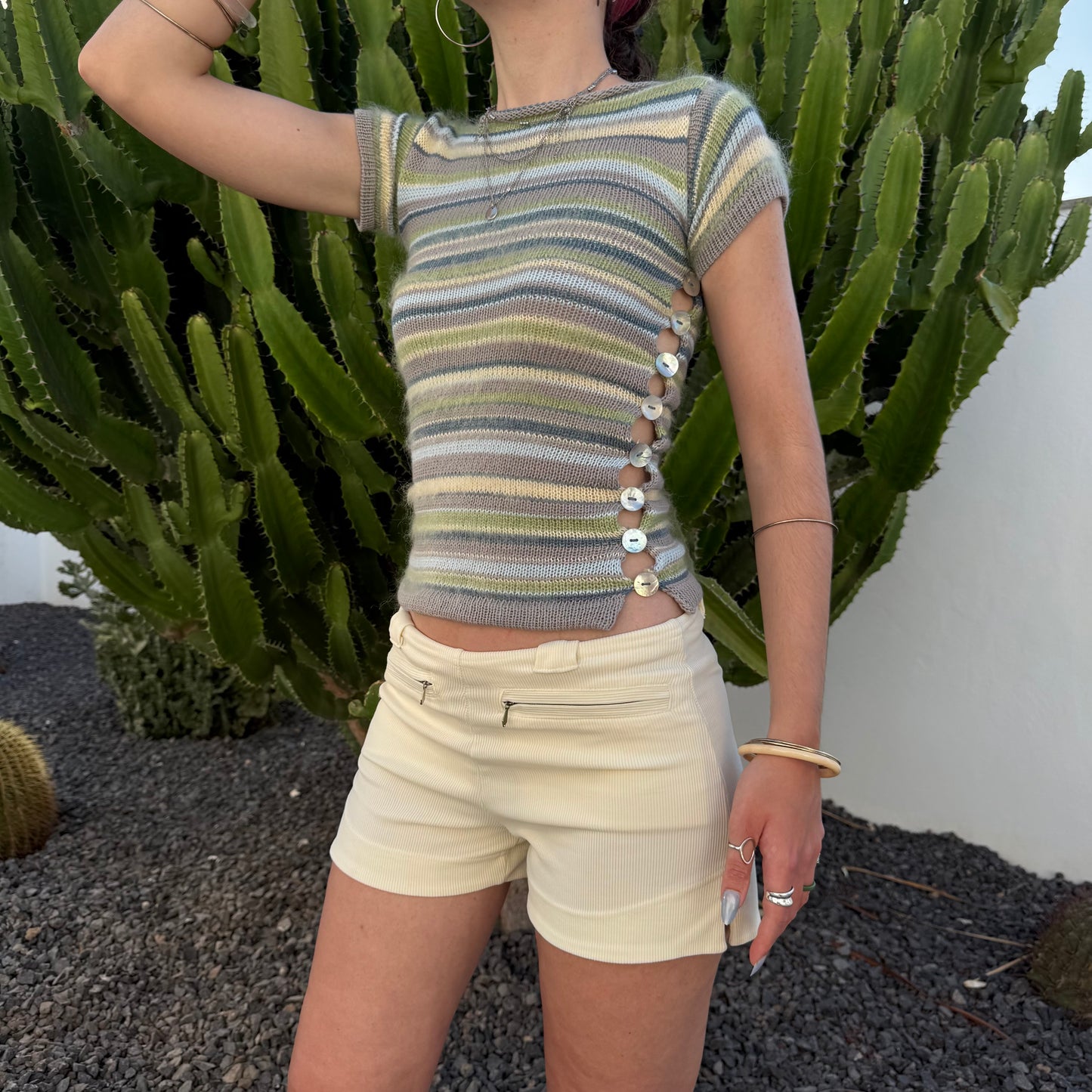 Sea Breeze Striped Pearl Tee (pre made in size S)