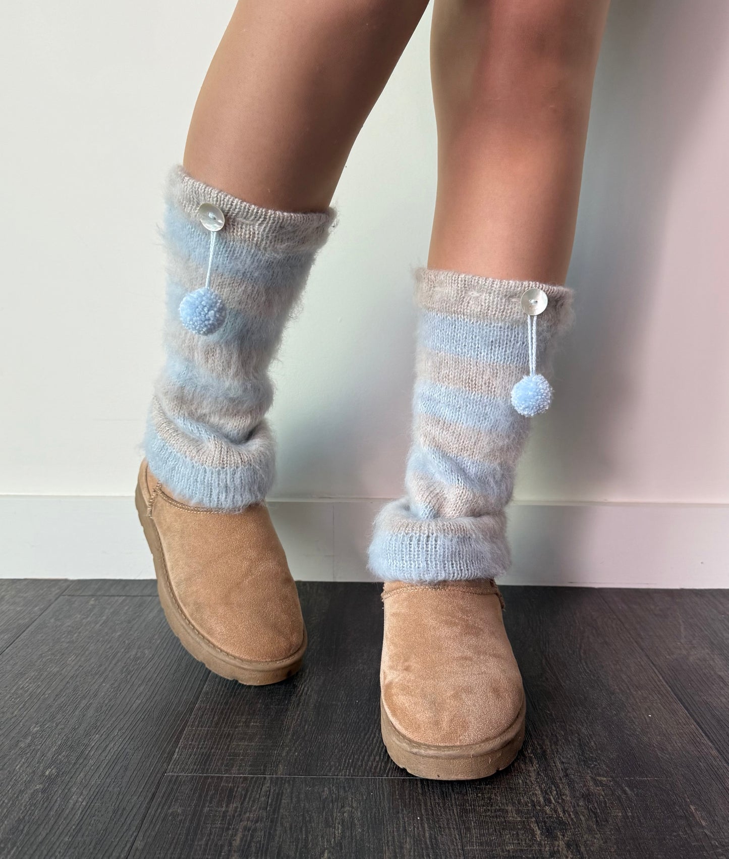 Snow Angel Striped Leg Warmers - pre made