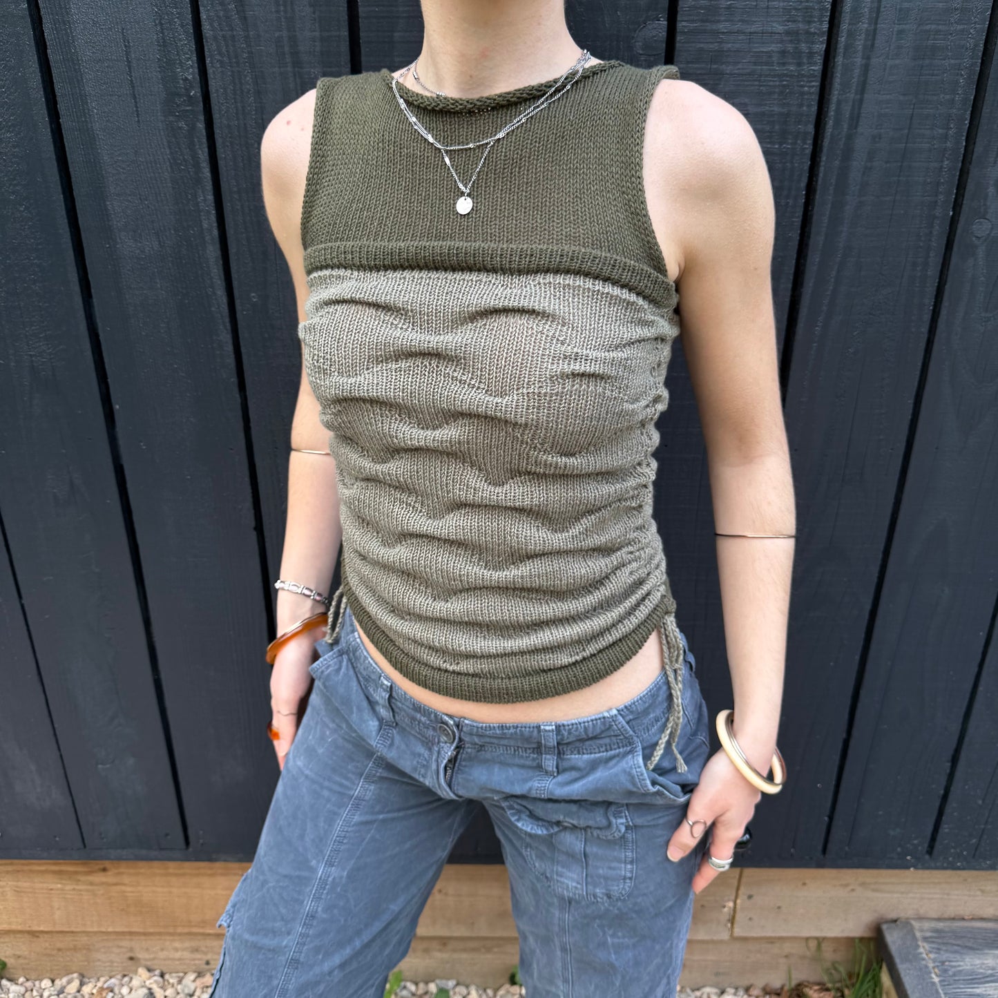 Moss Meadow textured knit vest  - pre made in size S